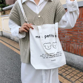 

Korean ins soft cute cartoon portable canvas bag Japanese Harajuku girl student shoulder messenger bag ladies hand bags