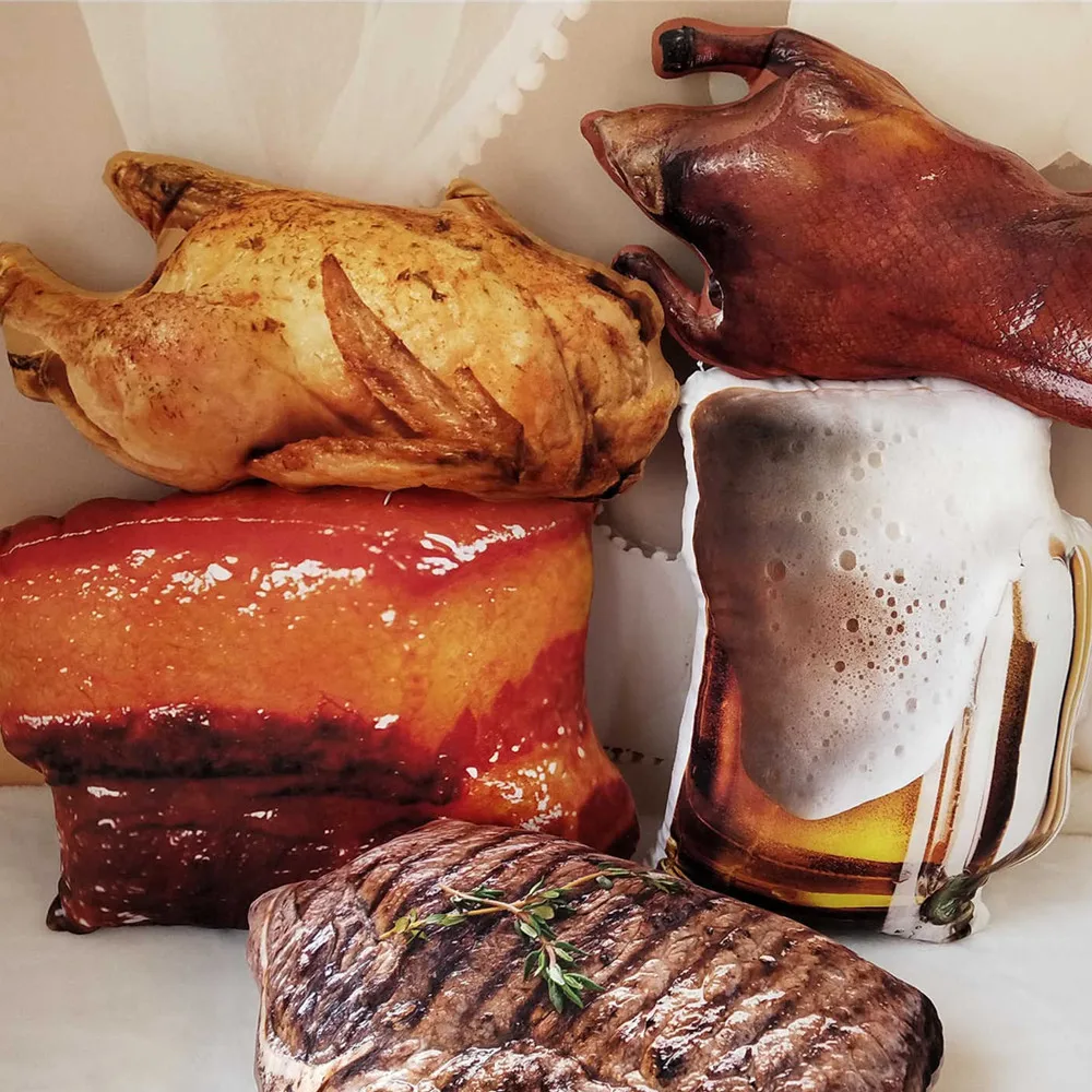 

Simulation Food Shape Plush Pillow Creative Meat Turkey Beef Beer Plush Toys Stuffed Sofa Cushion Home Decor Funny Gifts