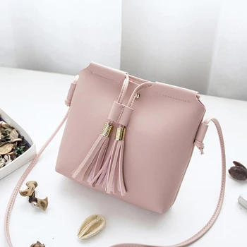 

LJL-Fringe Tassel Bag Small Bags for Women PU Leather Women Shoulder Messenger Bag New Mini Fringe Tassel Bag(Pink)