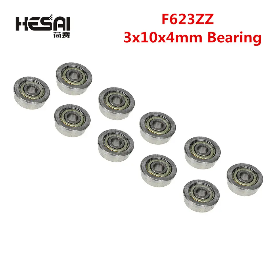 F623ZZ 3mm*10mm*4mm F623 ZZ Miniature Flange Deep Groove Ball Radial Ball Bearing 3x10x4mm 10PCS/Lot image 2