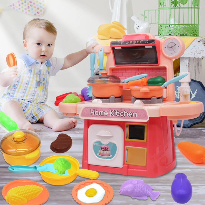 23/26Pcs Kid Kitchen Toy Simulation Spray Water Dinnerware Pretend Play Cooking Table Set Children's Gift |