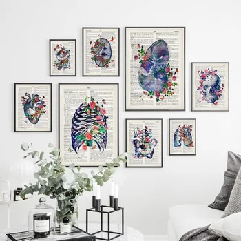 

Anatomy Human organs heart brain Wall Art Canvas Painting Vintage Nordic Posters And Prints Wall Pictures For Living Room Decor