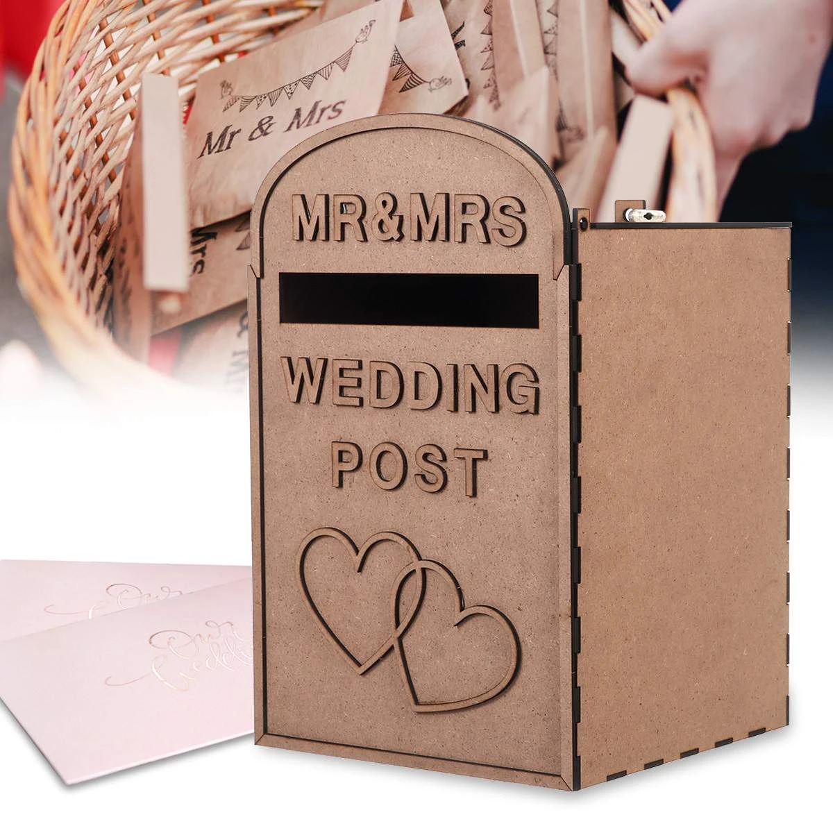 Wedding Card Post Boxes Country Wedding Urn Treasury DIY Gift Card Box with Lock Keys Contry Wedding Invitations Decor