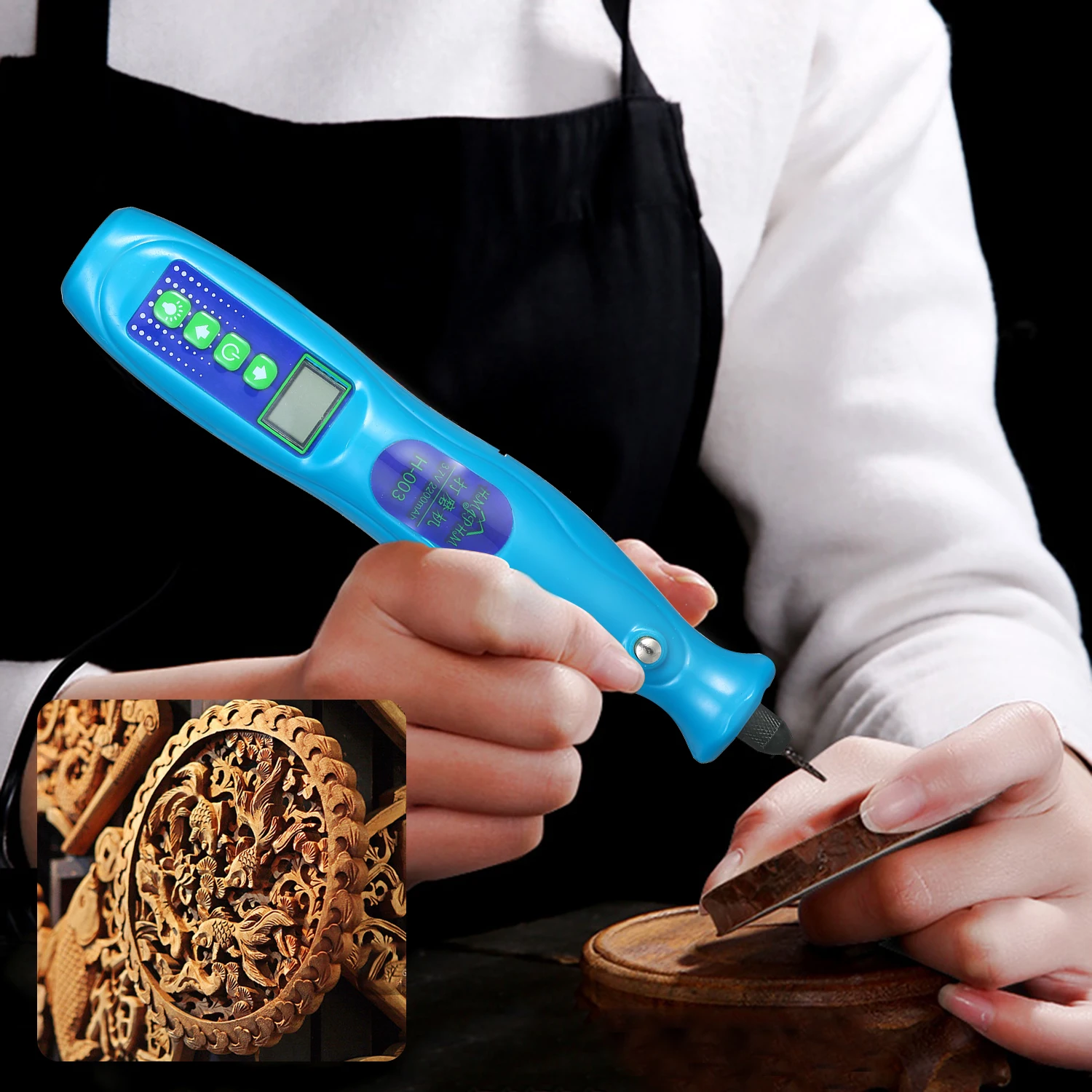 Digital Display Screen LED Lighting Electric Grinder Digital Displaya Electric Grinder Speed H-003 Turquoise Grinder Tool