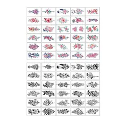 2Sets Women Black Rose Easy to use Flowers Body Stickers Temporary Tattoos Arm Decal Fake Tatoo
