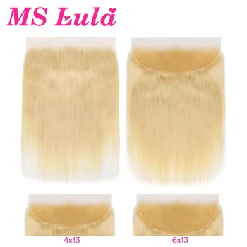 

13x6 13x4 Lace Frontal Closure With Baby Hair MS Lula Body Straight Brazilian Remy Human Hair 613 Blonde Lace Frontal For Women