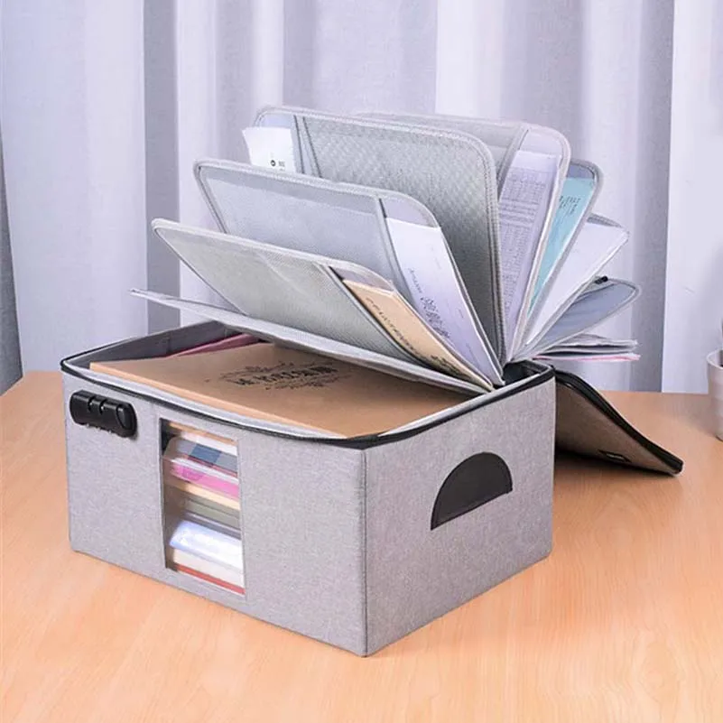 US $43.85 Hard Foldable Detachable Document Storage Bag Box Multifunction File Box Bag High Quality Large Capacity Document Orgnizer
