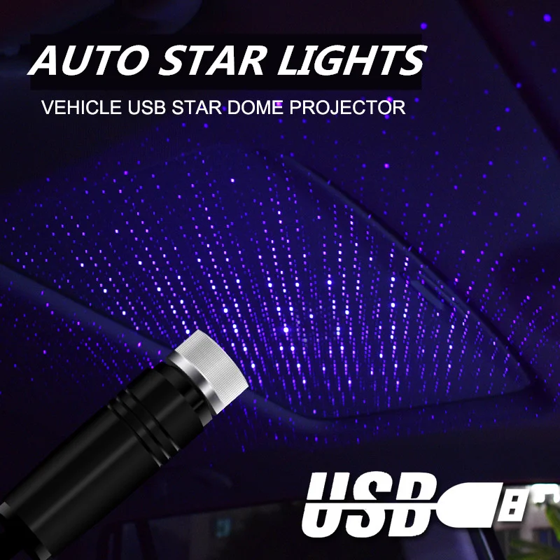 

LED Car Roof Star Night Light Projector Atmosphere Galaxy Lamp USB Decorative Lamp Adjustable Multiple Lighting Effects