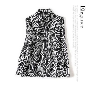 

New lapel black and white zebra print silk satin single breasted joker long sleeved shirt jacket female