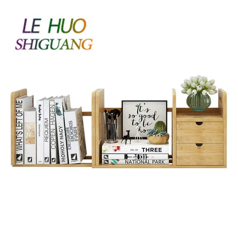 

Adjustable Bookshelf Expandable Bamboo Sturdy Desk Book Holder Book Organizer Bookcase for Study Bedroom Office