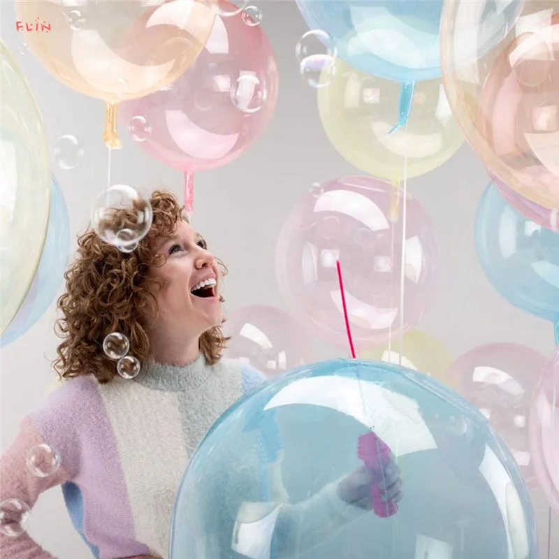 

1pcs Colorful Crystal Balloon 18 inch Bobo Helium Inflatable Balls Wedding Party DecorationTransparent Clear Balloon Bubble Ball