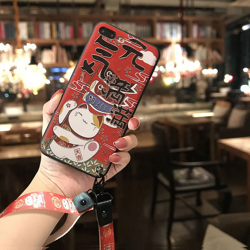 Cute Lucky Cat 3D Emboss Phone Case for Samsung S10e S8 S9 S10 S20 Ultra Plus Note 8 9 10 Plus Lanyard Soft Back Covers Capa Cute Lucky Cat 3D Emboss Phone Case for Samsung S10e S8 S9 S10 S20 Ultra Plus Note 8 9 10 Plus Lanyard Soft Back Covers Capa