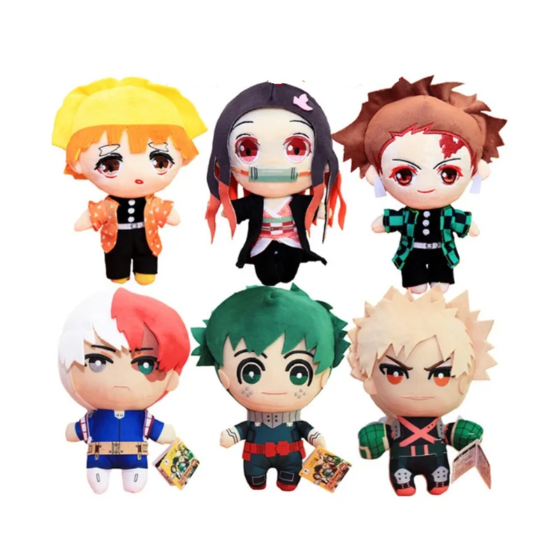 Cartoon Demon Slayer Nezuko Zenitsu Tanjirou Giyuu Inosuke Q Ver. Plush Stuffed Toys Kimetsu no Yaiba Anime Soft Doll Figure Toy | Игрушки и