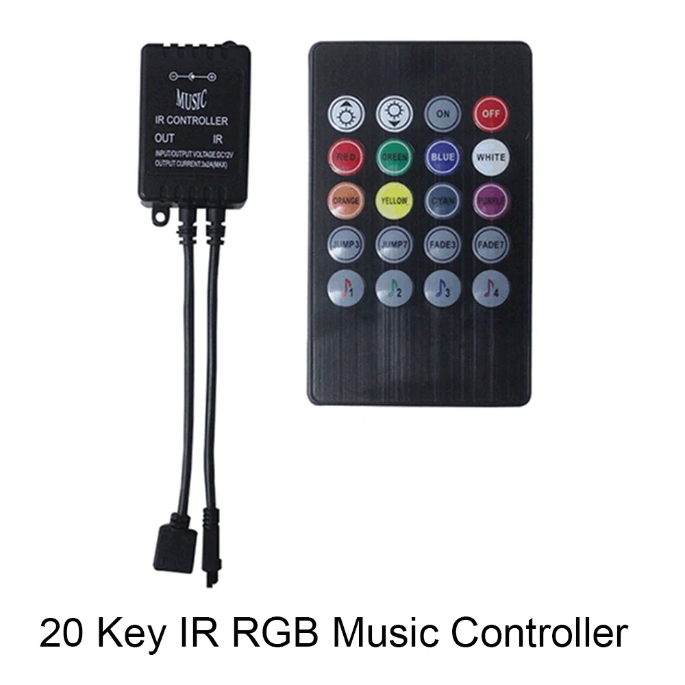 For RGB LED Strip 20keys Infrared Music IR Dimmer Sound Sense Remote Controller 