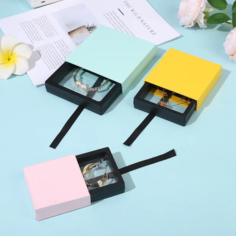 5pcs New Jewelry Box Transparent Box Drawer Box Jewelry Display Organizer Jewelry Boxes and Packaging Custom Logo Party Gift Box