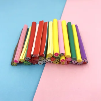 

50Pcs/lot Fruits Heart Flower Polymer Clay Cane Stick Clay Sticks for Silmes Slice DIY Nail Art Decoration Craft 5x50mm