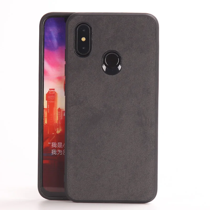 Чехол для телефона для Xiaomi mi 8 A1 A2 Lite mi x 2S 3 Max 3 джинсовая холщовая кожа Мягкий ТПУ чехол для Red mi Note 5 6 Pro 6A Capa - Цвет: Черный