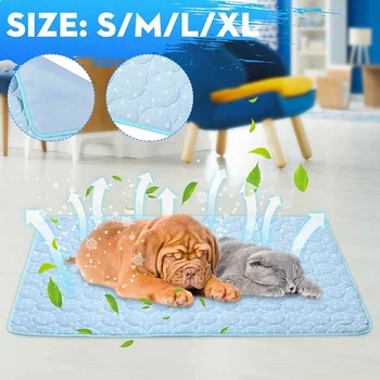 

Summer Pet Cooling Mats 4 Sizes Dogs Cat Ice Pad Blanket Sofa Breathable Cool Silk Mattress Bed Tour Sleeping Pet Accessories