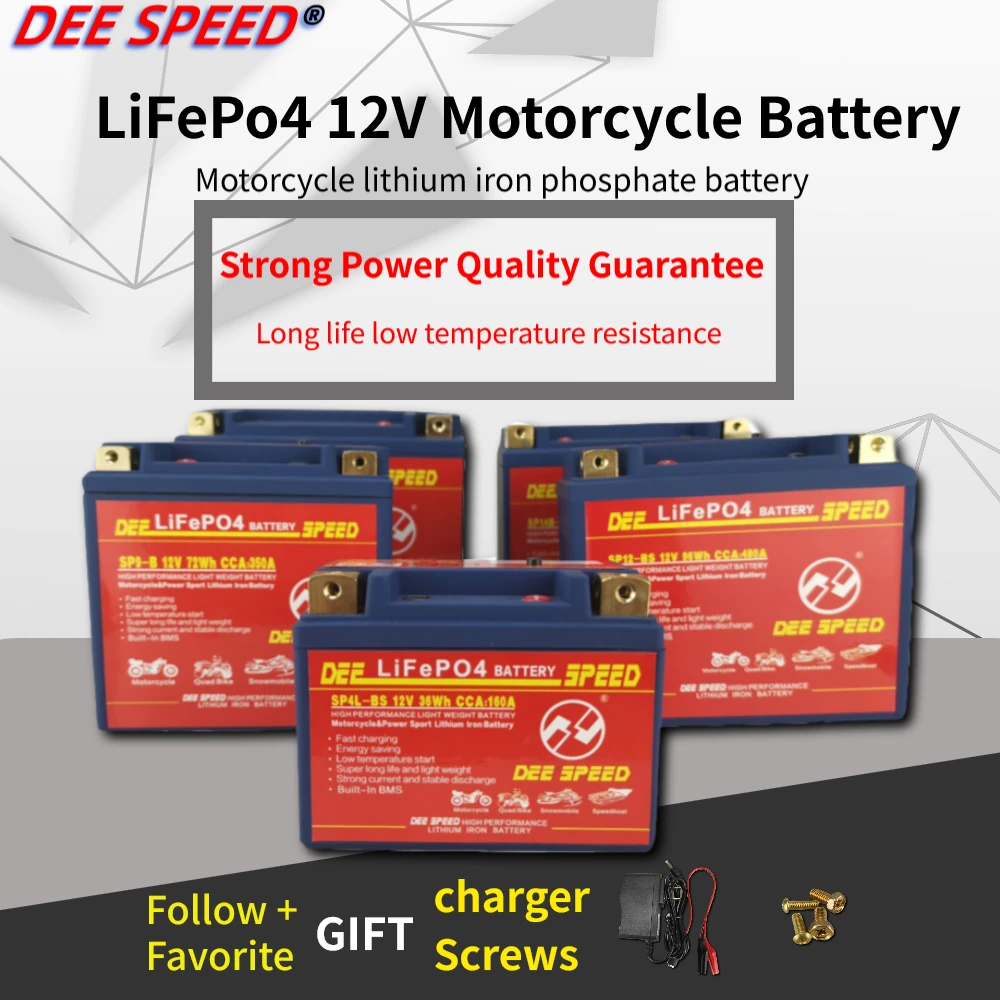 LifePo4-batería de litio de 12V para motocicleta, gran capacidad, 4Ah, 5Ah, 20Ah, BMS, para Motor de arranque yamaha, 12v
