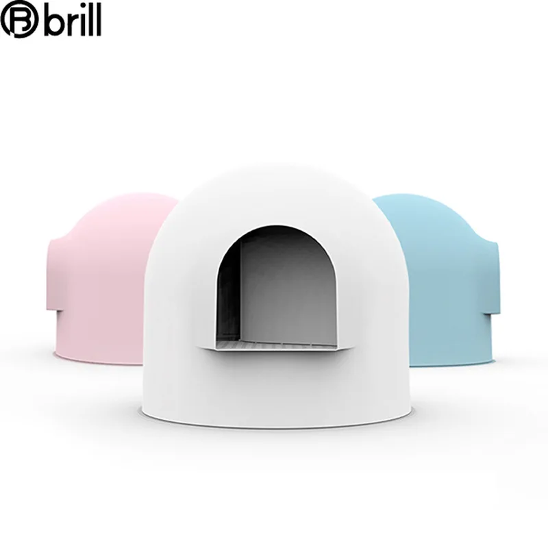 

Cat Litter Box with Lid Large with Scooper Cat Litter Easy To Clean with Non-Stick Coating Pan Snow House Solide and Durable