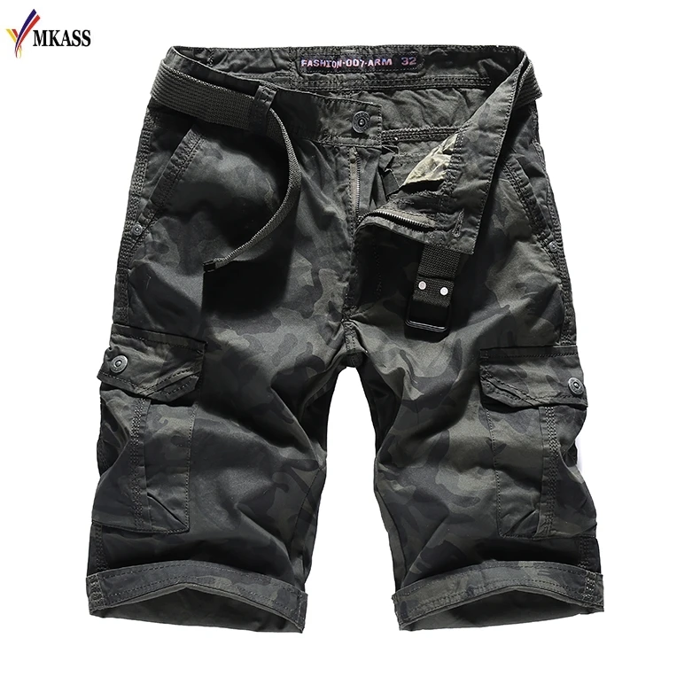 2018 Mens Shorts Multi Pocket Military Shorts Male Khaki and Armygreen Camouflage Casual Summer 100% Cotton Short Trousers