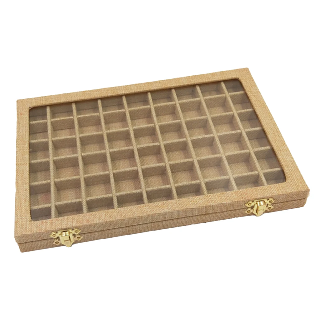 Line Box 54 Grids Clear Glass Lid Rings Holder Showcase Storage Organizer Jewelry Packaging for earrings necklaces bracelets Line Box 54 Grids Clear Glass Lid Rings Holder Showcase Storage Organizer Jewelry Packaging for earrings necklaces bracelets