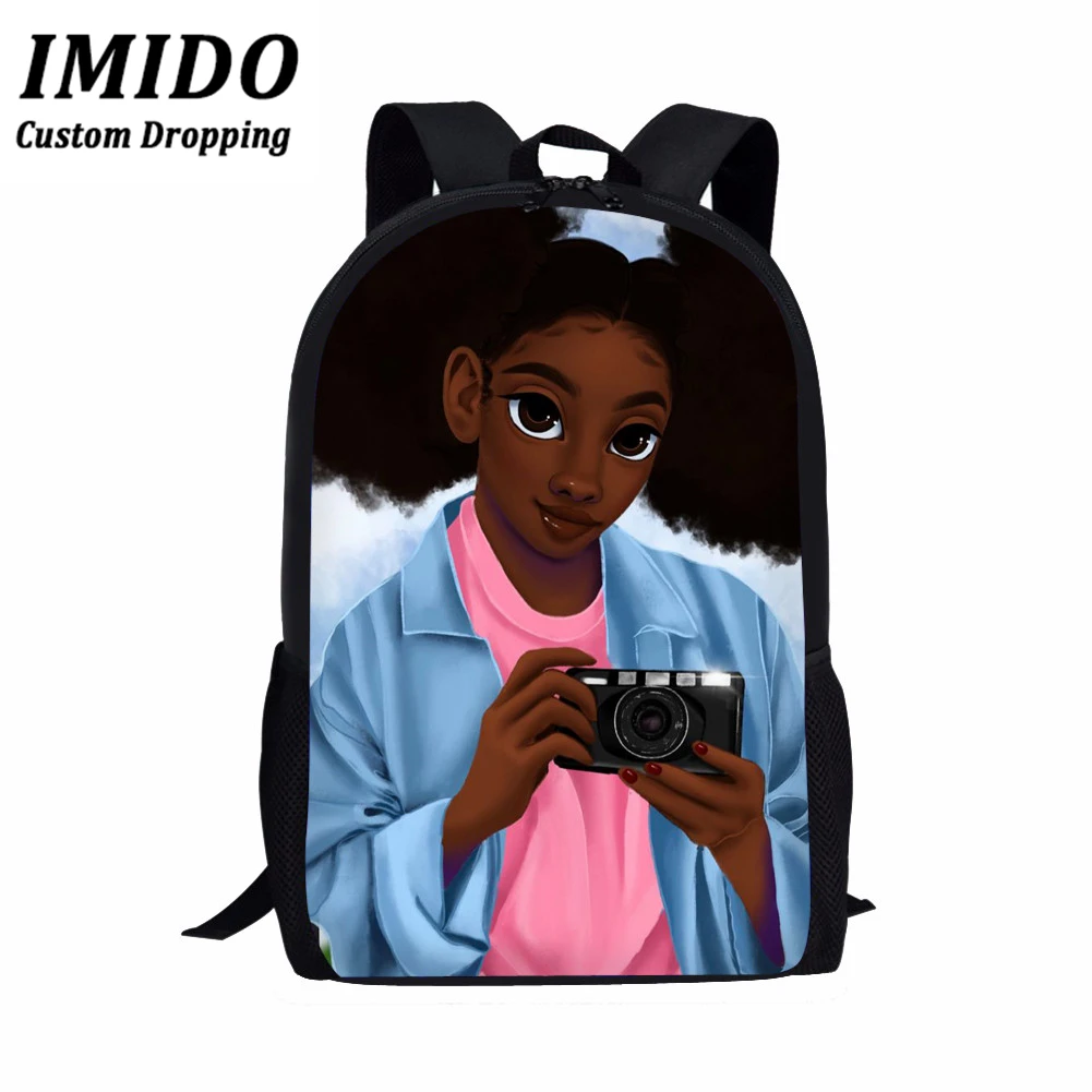 IMIDO Kawaii рюкзак для девочек, художественный черный, для девушек, с принтом, для американского студента, сумка для книг, сумка для подростков, женская сумка для спины, Plecak Damski - Цвет: WLL3493C