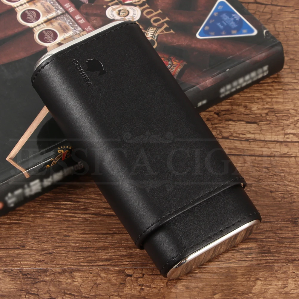 COHIBA чехол для сигар из кожи кедра и дерева Humidor Travel 3 Tube Портативный | Дом сад