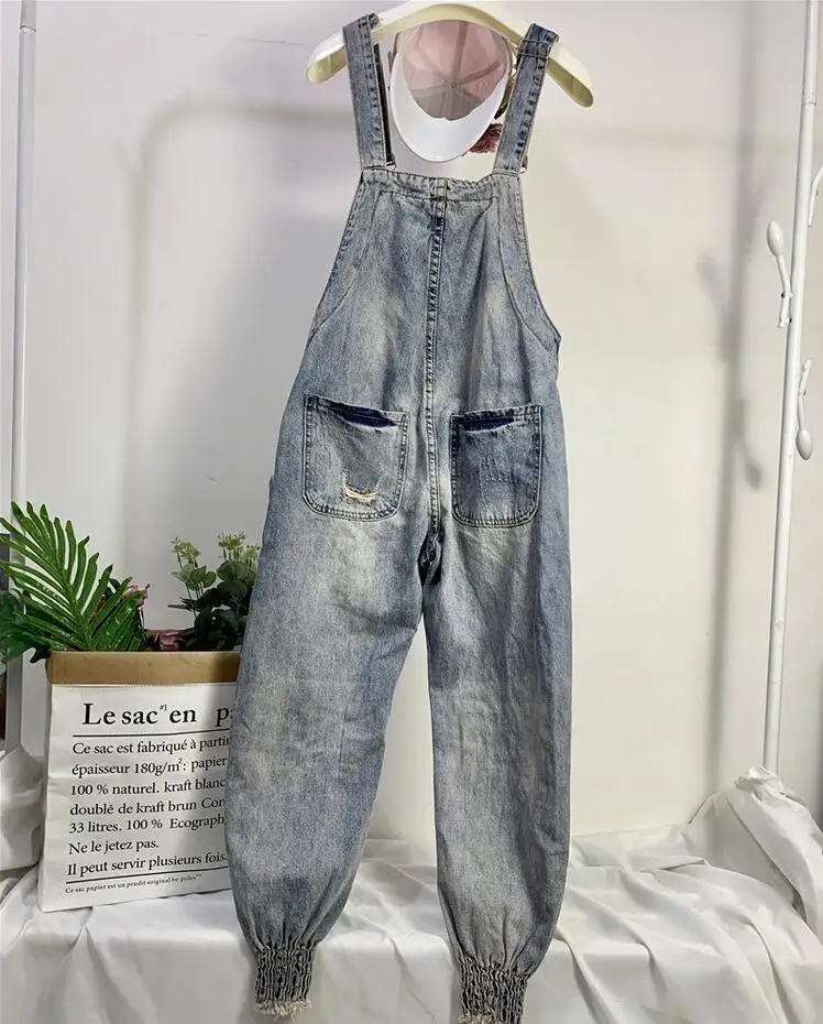 Women Print Cartoon Cat Denim Jumpsuits Rompers Overalls New Hole Loose Beaded Jean Pants Female Casual Long Pants Women Print Cartoon Cat Denim Jumpsuits Rompers Overalls New Hole Loose Beaded Jean Pants Female Casual Long Pants