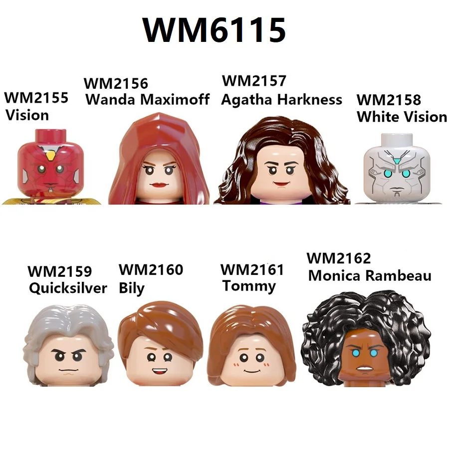 WandaVision Wiccan Withe Vision Scarlet Witch Billy Agatha Harkness Spectrum Monica Rambeau Building Blocks Mini Action Figure | Игрушки и