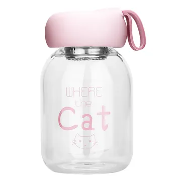 

New Cute Cute Borosilicate Cup Transparent Cartoon Fresh Simple Men and Women Students Milk Glass