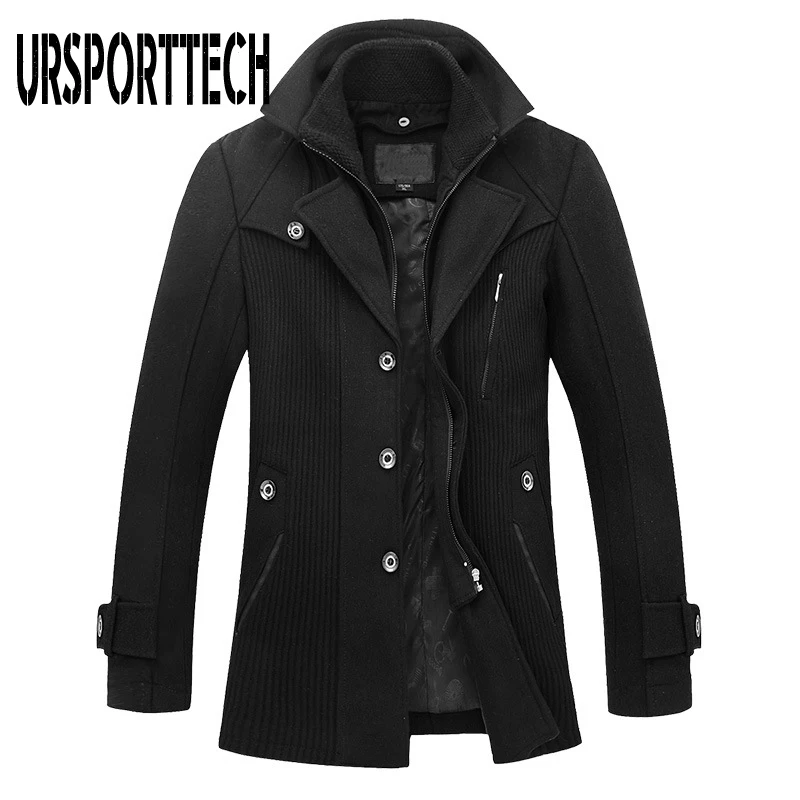 Autumn Winter Wool Coat Men Leisure Long Woolen Coats Men's Pure Color Casual Fashion Zipper Jackets Men Wool Overcoat Outwear