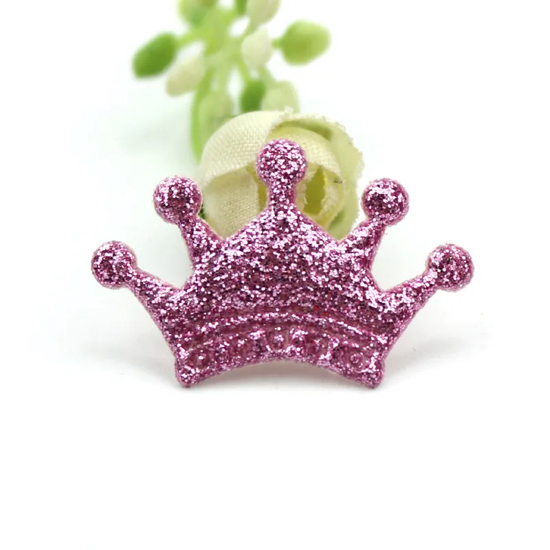 40 шт. 2*3 см блестки в форме короны блестящие мягкие аппликации для детских поделок заколка для волос украшения своими руками орнамент - Цвет: Pink