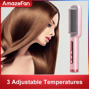 

Hair StraightenerHot Heating ionic Hair Straightener Electric Straight Hair Comb brush Hair Straightener Curler styling tool