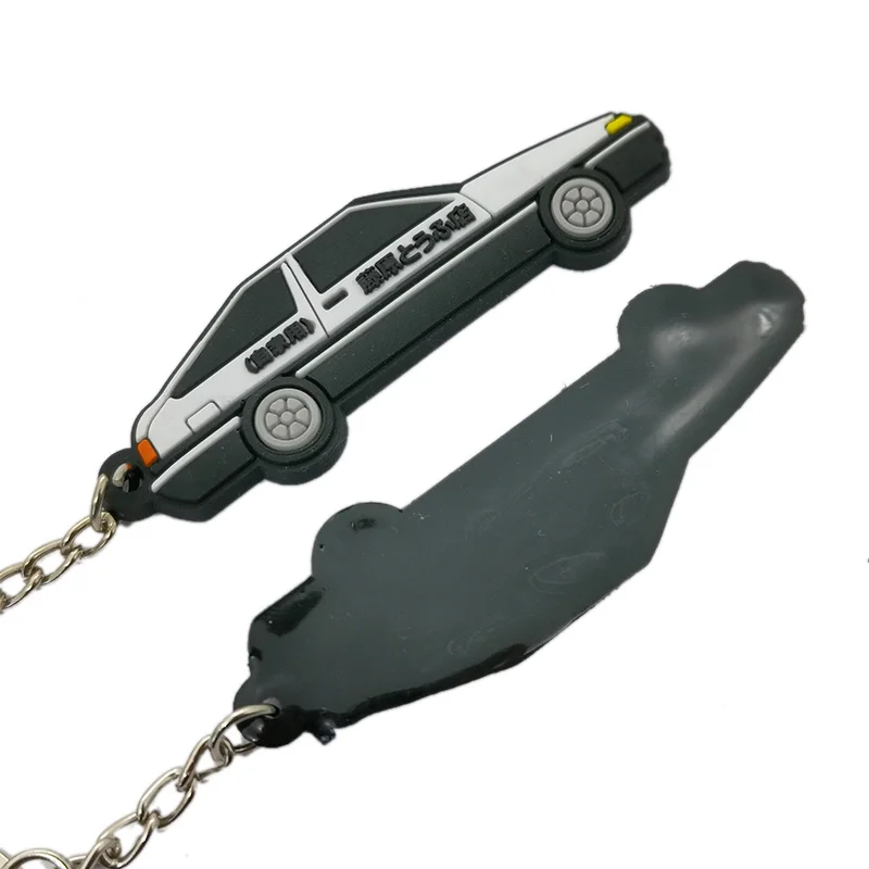 New Car Styling AE86 Rubber Car Model Keyring Fujiwara Tofu Shop Initial D RACING Performance Car Keychain Accessories