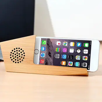 

Multifunctional Mobile Phone Bracket Wooden Sound Reinforcement Stand Wood Loudspeaker Stand Phone Base Live Video Home Car