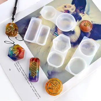 

Faceted Round Square Orgonite Resin Pendant Mold Crystals Stones Orgone Silicone Resin Mold Keychain Jewelry Making Tool