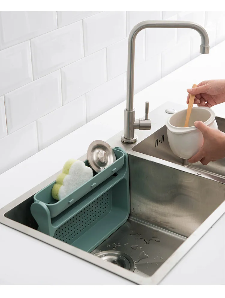 New Sale Dish Folding Drain Rack Sink Hanging Storage Rack Kitchen Accessories Punch Free Sponge Drain Dry Towel Organizer