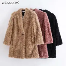 Зимняя куртка из овечьей шерсти Женская Черная шуба из искусственного меха kawaii розовая пушистая Меховая куртка Верхняя одежда с длинным рукавом Верхняя одежда большого размера