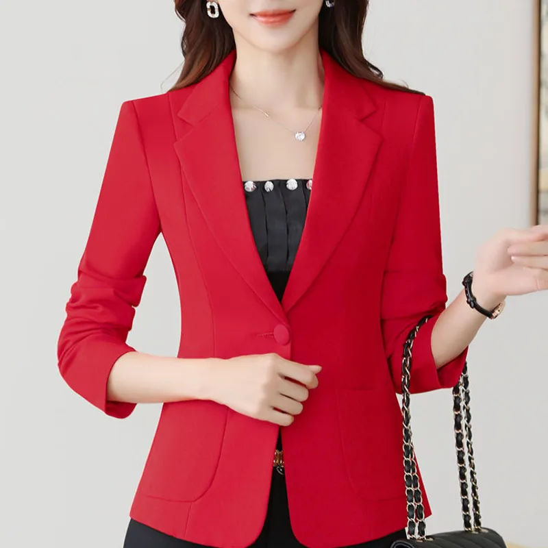 Elegant Red Blazer Women Jacket England 