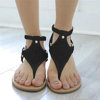 

New Flat Sandals with Zipper Casual Comfy Slippers Flip Flops Sandal Shoes for Women