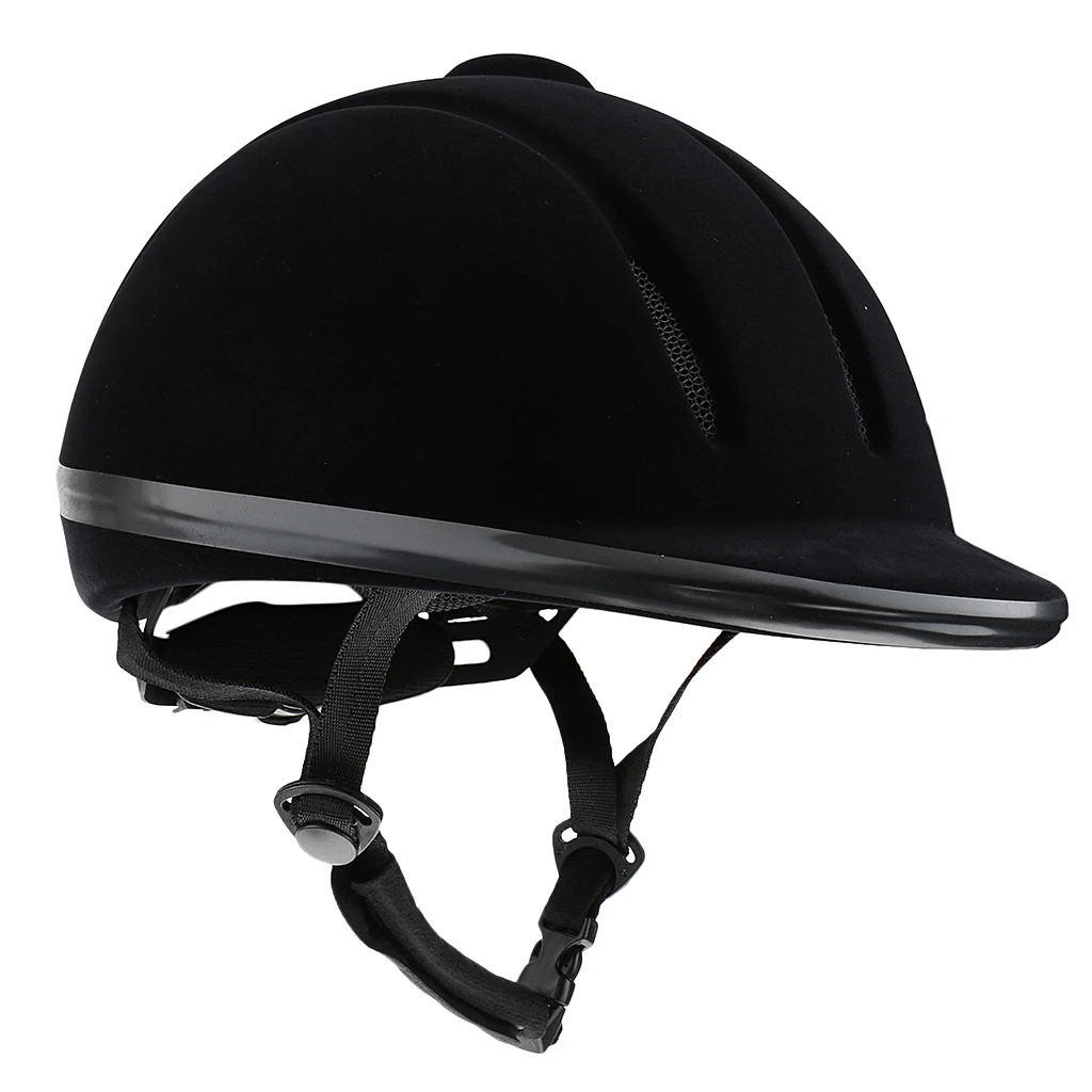 Конный Спортивный дышащий бархатный шлем для верховой езды для мужчин и женщин, для выступлений, для верховой езды, защитные шлемы унисекс - Цвет: Black S