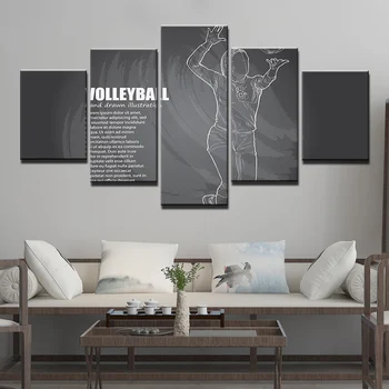 

5 Panel Wall Pictures For Living Room Volleyball Pictures Wall Art Canvas Painting Posters And Prints Home Decor Canvas Painting