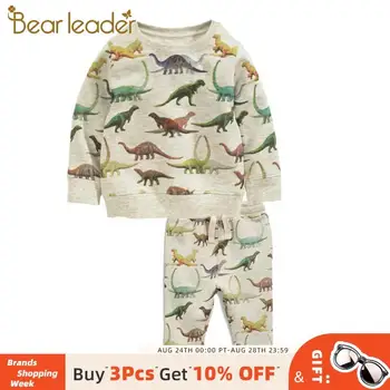 

Bear Leader Boy Autumn Casual Clothing Sets Kids Dinosaur Cartoon Print Outfits Boys Long Sleeve Pullover Tops and Pants Suits