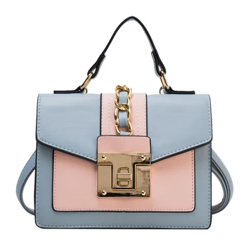 

purses and handbags Fashion panelled PU leather contrast women's luxury brand handbag bags for women 2020 sac a main femme