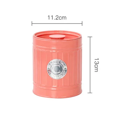 Nordic Metal Storage Jars Tea Can Coffee Sugar Sealed Iron Box Simple Milk Powder Sealing Container Kitchen Grain Organizer - Цвет: Orange C