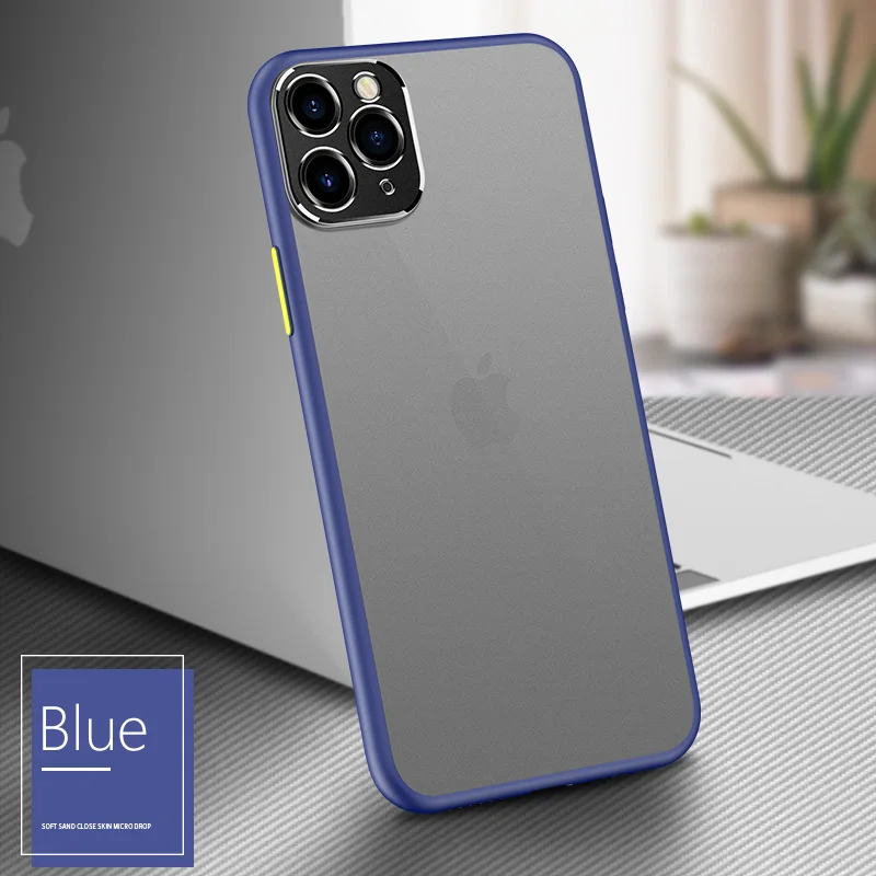 Синий CHYI Матовый Жесткий чехол для телефона для iphone 11 pro max задняя крышка с защитой камеры для iphone xs max XR Оболочка Чехол - Цвет: Синий
