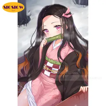 

5d Diy Posters Diamond Painting Cross Stitch Demon Slayer Kamado Nezuko Full Square 3d Diamond Mosaic Embroidery Decor Room Teen