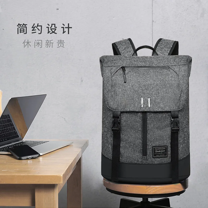 

Tu guan Fashion Canvas Middle School Students Backpack Men Casual Computer Bag Multi-functional Backpack