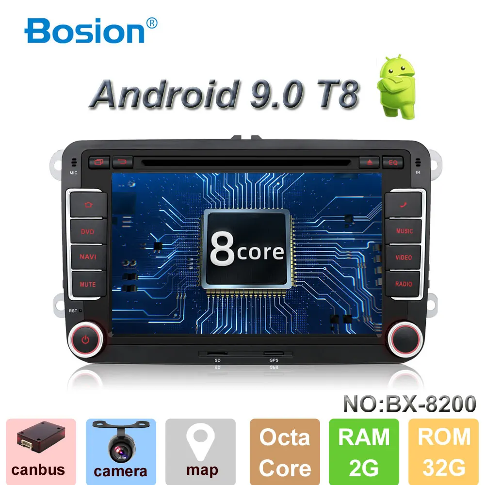 Bosion Android 9,0 " 2 din автомобильный DVD gps Радио стерео плеер для Volkswagen golf 6 passat b6 B7 Touran polo Tiguan seat leon